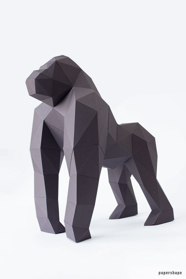 3d Gorilla aus Papier - DIY Papierskulptur #papershape 