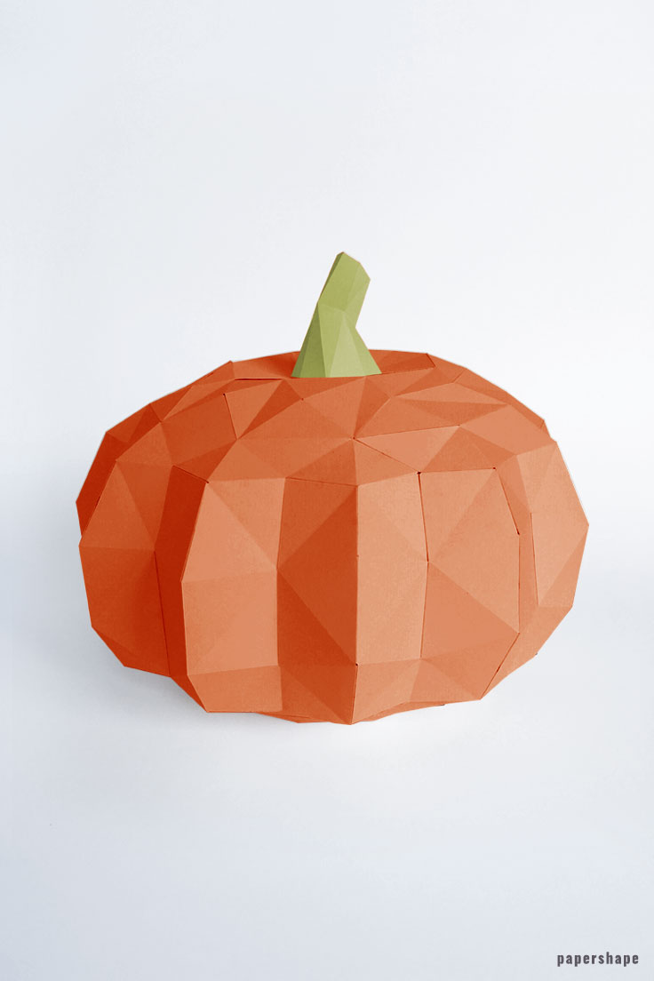DIY 3D Papier Kürbis als Herbstdeko, Lampe oder für Halloween basteln - #papershape