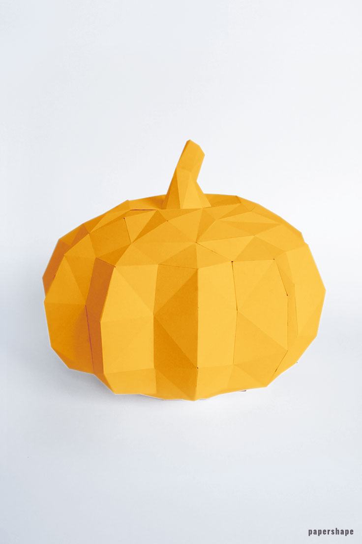 fall decor craft: 3d paper pumpkin with template  #papershape 