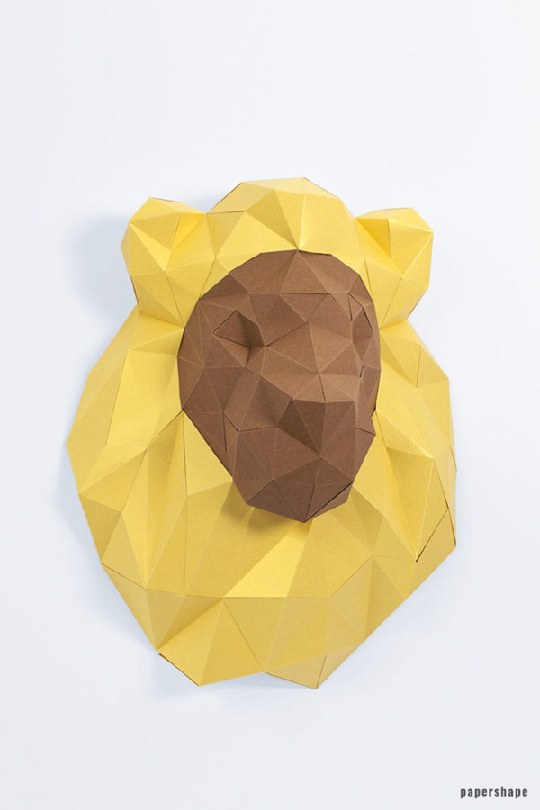 3d Löwe aus Papier als Wanddeko - DIY Papierskulptur #papershape