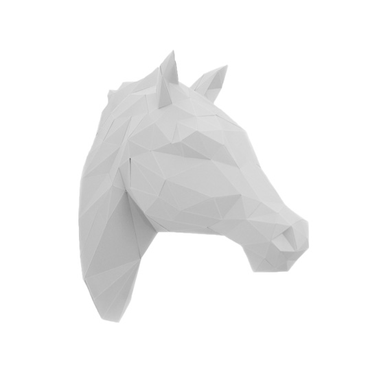 3d Pferd Trophäe aus Papier als Wanddeko- DIY Papierskulptur #papershape
