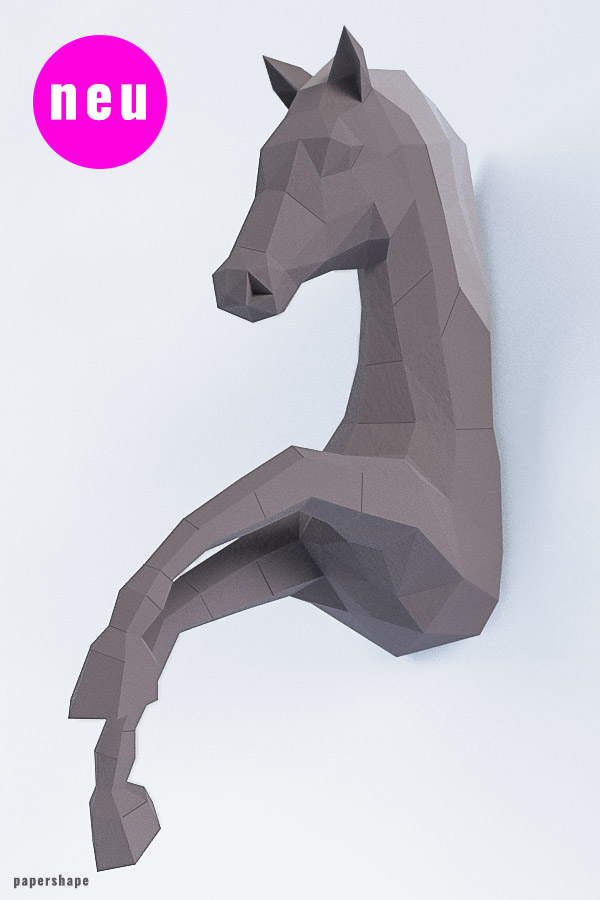 3d Pferdeskulptur aus Papier als DIY Papiermodel oder zum Download #papershape #diy #3dpapermodel #papercraft
