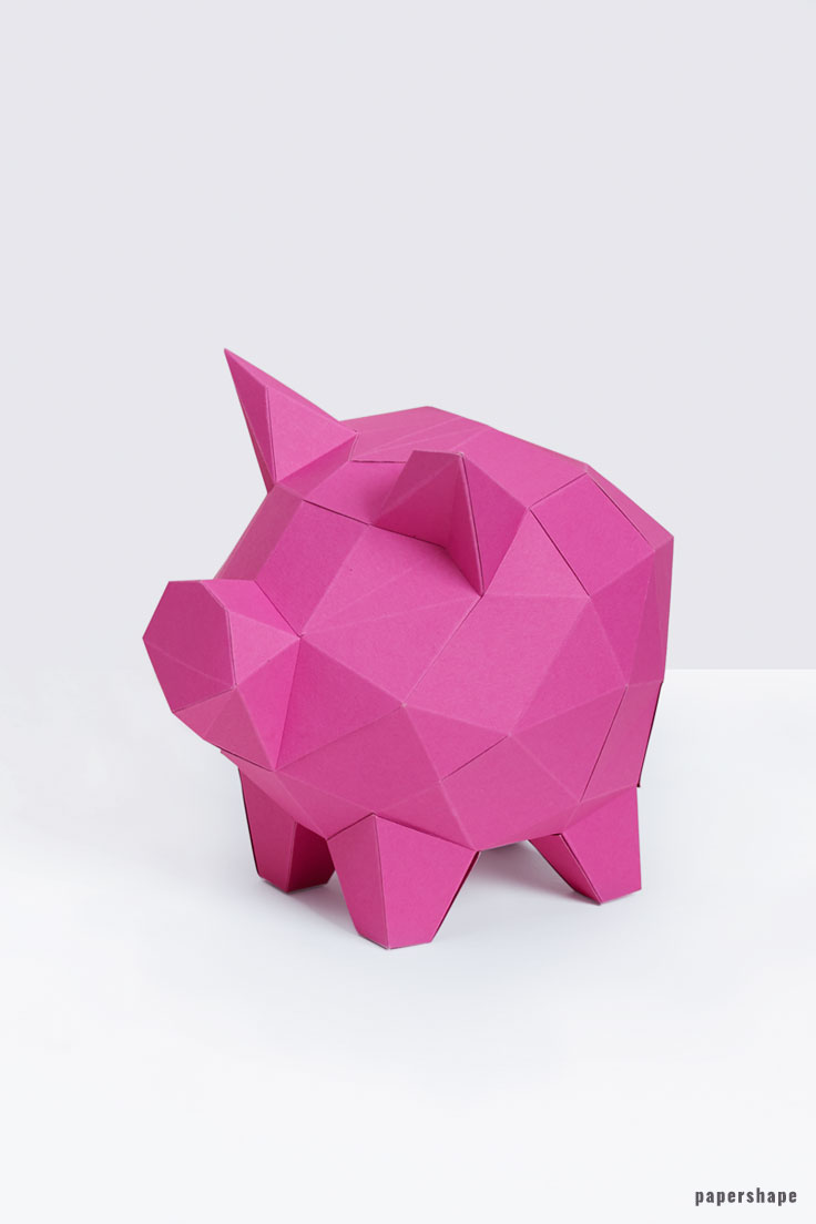 3d Papier Sparschwein als Geldgeschenk zur Hochzeit oder Geburtstag #papershape