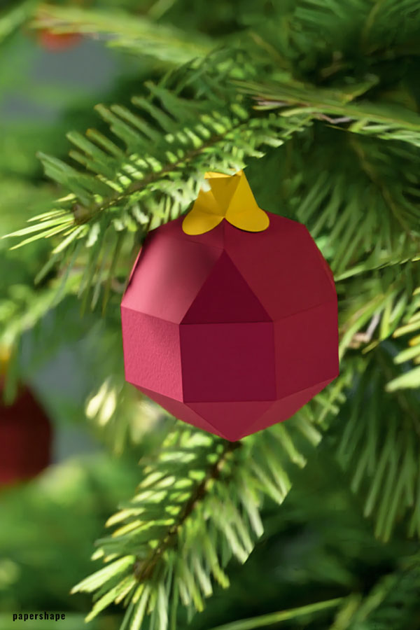 DIY Weihnachtskugeln aus Papier basteln mit Vorlage zum Download #papercraft #bastelnmitpapier #origami #papershape