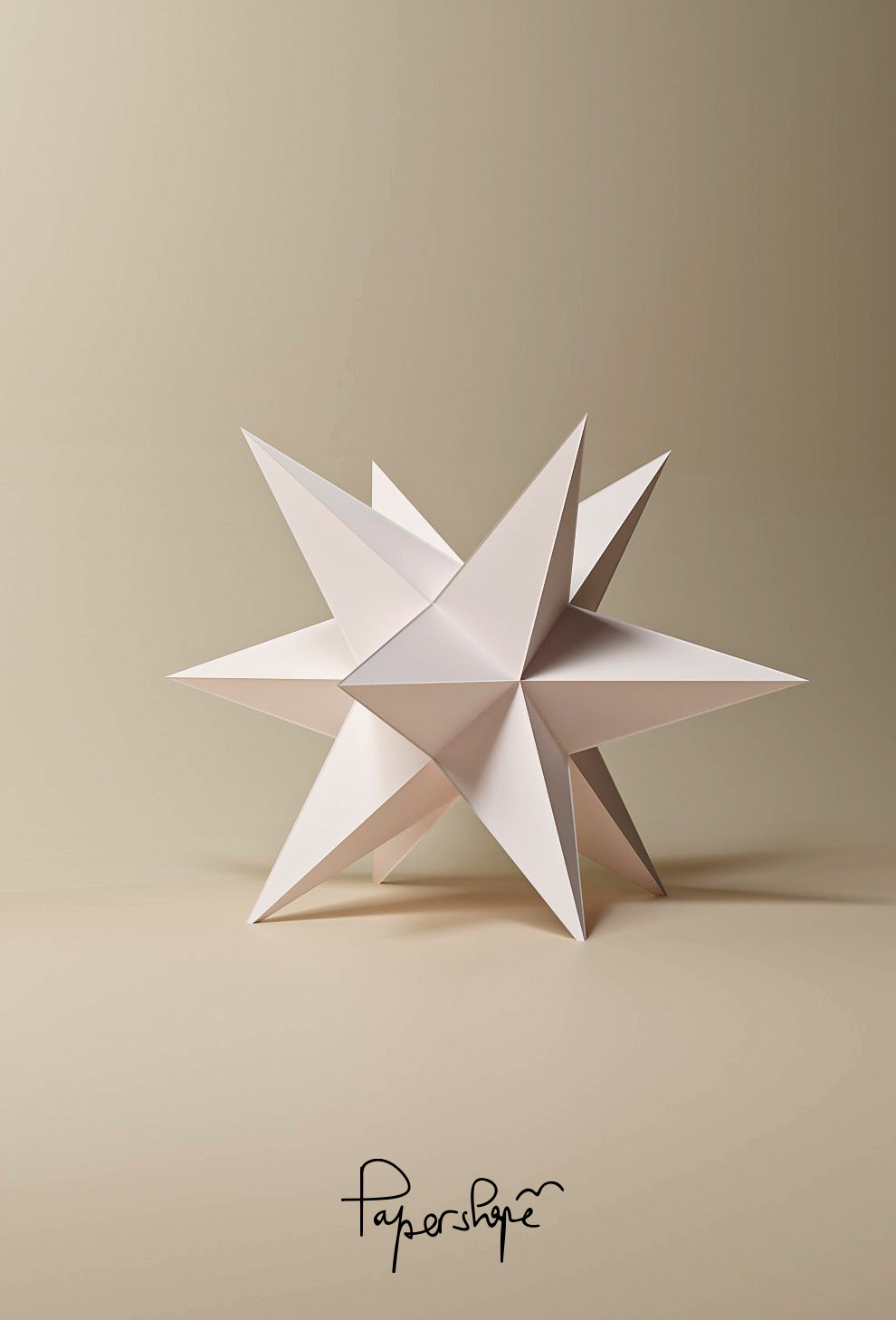 Paper star ""Glücksmoment - German for “a moment of pure joy.”" in pearl white with 12 points
